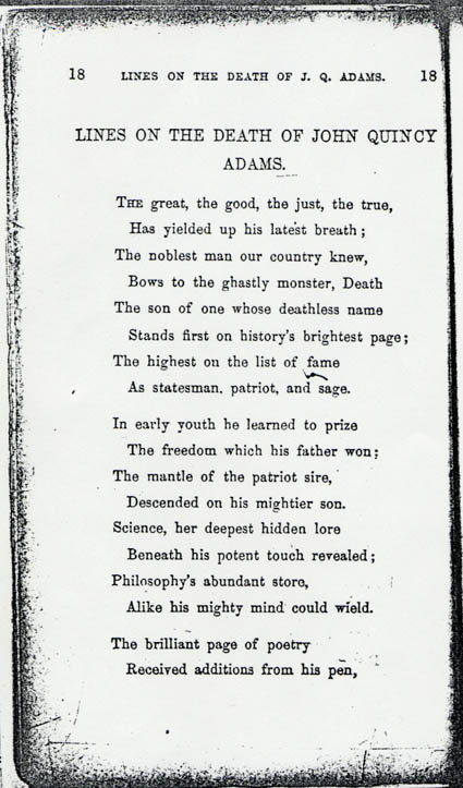 Lines on the Death of J. Quincy Adams p1