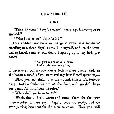 Beginning of Chapter 3 of Alcott's Hospital Sketches